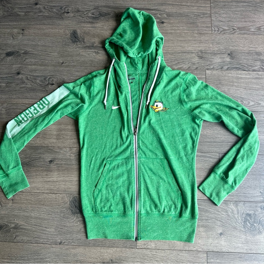 Oregon Ducks Lightweight Hoodie Jacket Womens Small Green Full Zip Nike